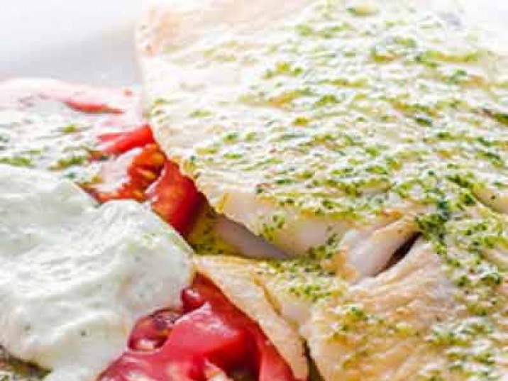 Fischfilet auf Pestosauce Fischfilet auf Pestosauce