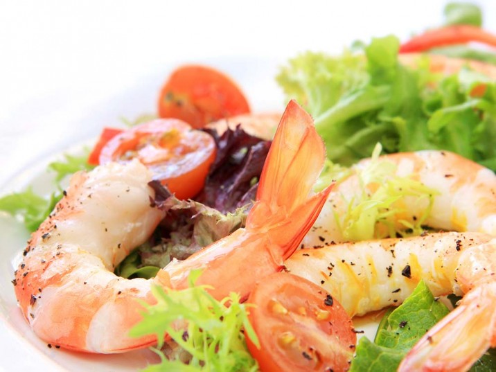 Garnelen auf Salat Garnelen auf Salat