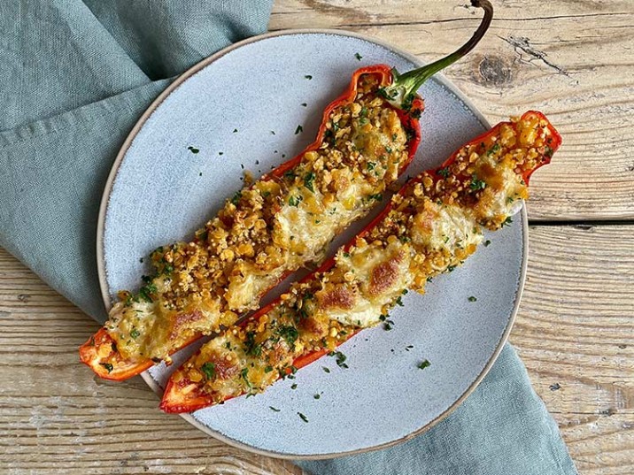 Gefüllte Paprika mit Pilzen, Quinoa und Linsen Gefüllte Paprika mit Pilzen, Quinoa und Linsen
