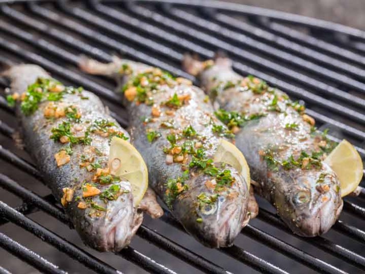 Gegrillte Forelle mit Knoblauch, Zitrone und Kräutern - lowcarbrezepte.org