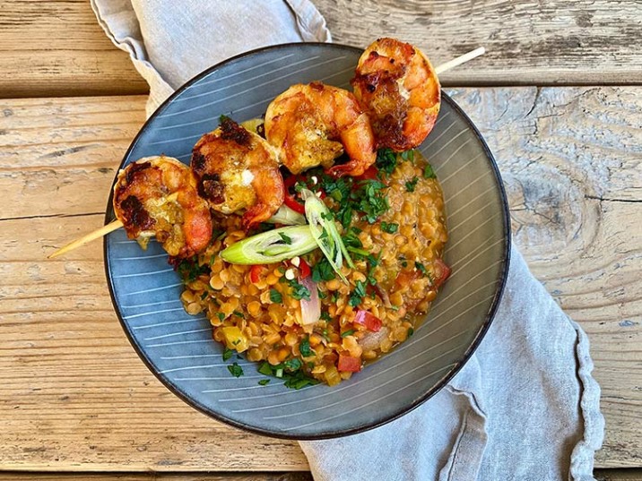 Linsen-Curry mit Garnelen Linsen-Curry mit Garnelen
