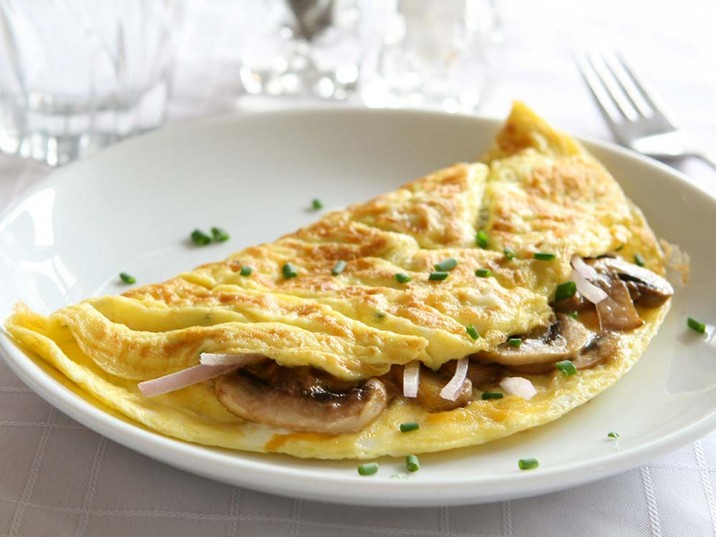 Omelett mit Champignons und Zwiebeln Omelett mit Champignons und Zwiebeln