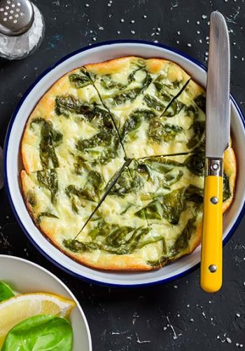 Frittata mit Spinat und Körnigen Frischkäse