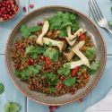 Low Carb Linsensalat mit Kräuterseitling und frischen Kräutern