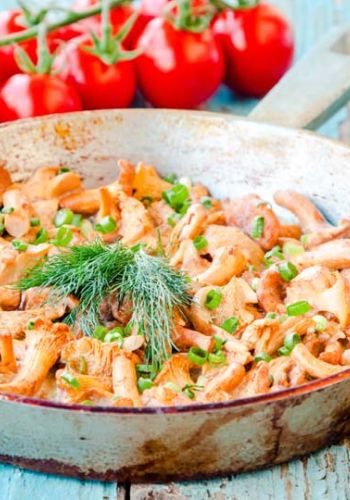 Gebratene Pfifferlinge mit Frühlingszwiebeln