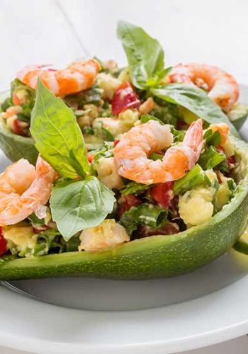 Avocado Salat mit Garnelen und Limette