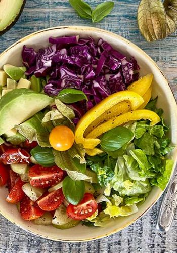 Bunte Salat Bowl mit Avocado